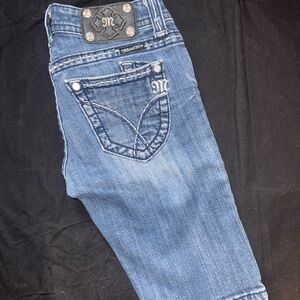 Miss Me Blue Boot Cut Jeans with Decorative Stitching